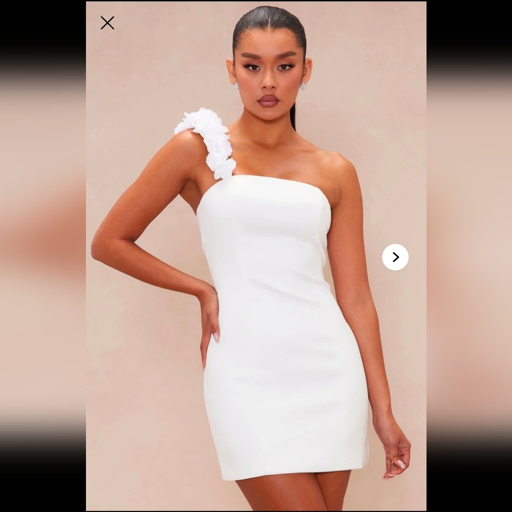 NWT Fashion Nova Gabrielle Satin Mini Dress White XS